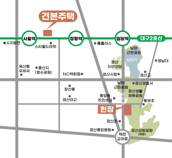 경산 상방공원 호반써밋 1단지 위치 안내도