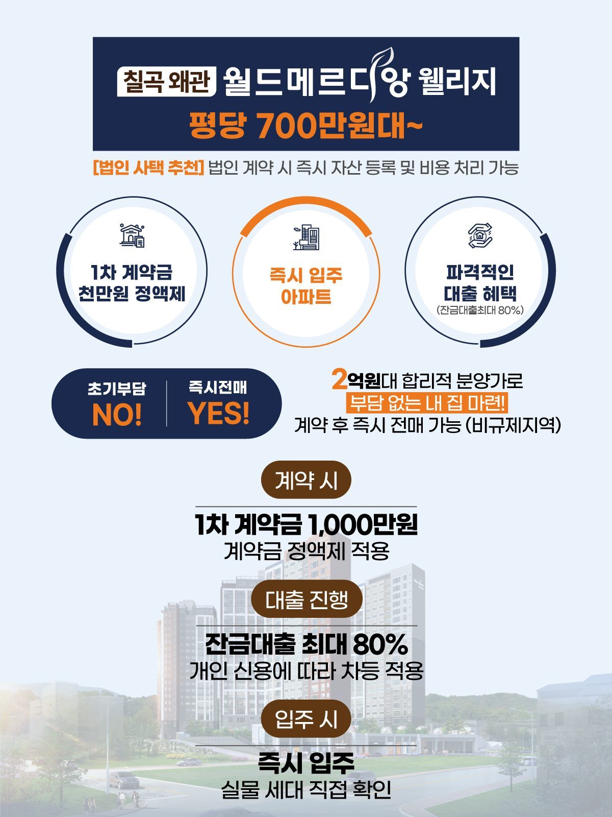 칠곡 왜관 월드메르디앙 웰리지 즉시입주 안내