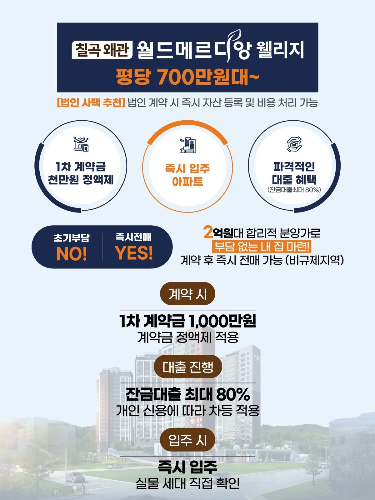 칠곡 왜관 월드메르디앙 웰리지 즉시입주 안내